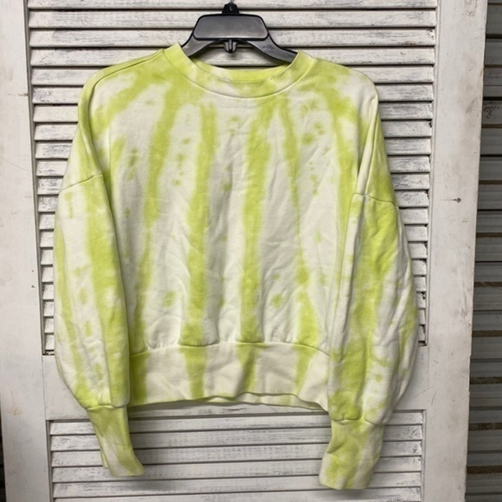 Get After It Cropped Tie Dyed Sweatshirt Lime Green size M